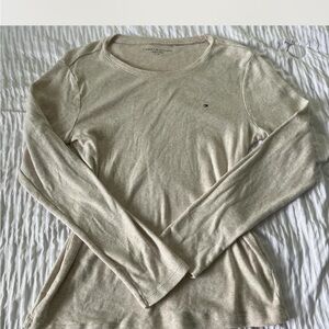 Tommy Hilfiger Tan Long Sleeve Fitted Tee